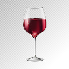 Realistic vector illustration of champagne or wine glass isolated on transperent background