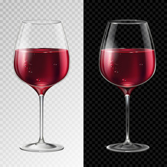 Realistic vector illustration of champagne or wine glass isolated on transperent background