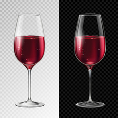 Realistic vector illustration of champagne or wine glass isolated on transperent background