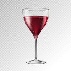 Realistic vector illustration of champagne or wine glass isolated on transperent background