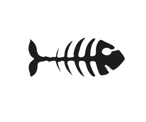 Fish skeleton white background emblem object water