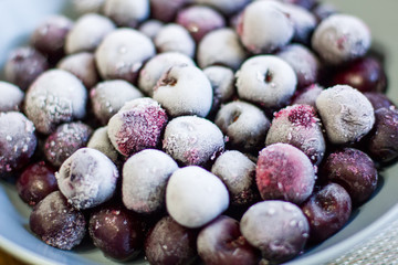 Frozen berries in a plate