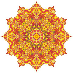 Elegant round colorful ornament in classic style. Abstract traditional pattern with oriental elements. Classic vintage pattern