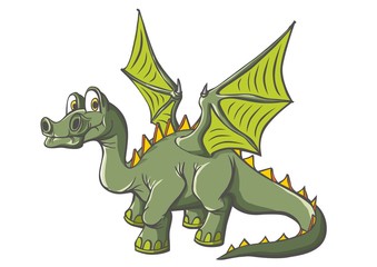 Fantastic dinosaur with wings. Long neck, long tail. Wide wings.