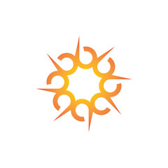 letter b with sunlight logo. Design vector illustration