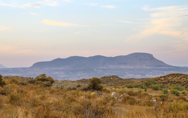 mountain landscape with fog