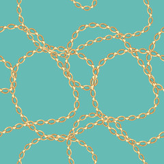 Seamless pattern with gold chain. Trendy vektor illustration.