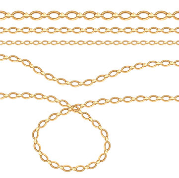 Gold chain for fabric design. Vector illustration. Vector brush.