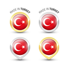 Made in Turkey - Round labels with flags