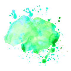 Obraz premium Abstract isolated watercolor spot with droplets, smudges, stains, splashes.