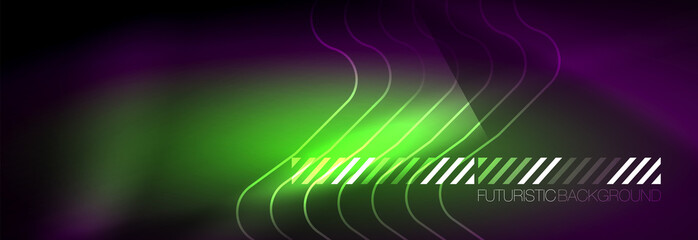 Glowing neon abstract lines, techno futuristic template