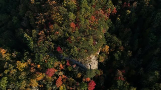 Red River Gorge rock formation in Slade, Kentucky forest, aerial