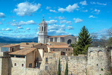 Fototapeta na wymiar Historic Girona, Spain and Cathedral