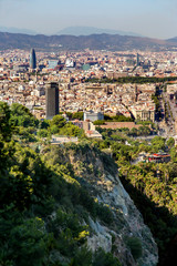 Fototapeta premium Panoramic view of Barcelona city from the Montjuic hill, Catalonia, Spain