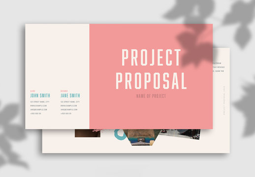 Project Proposal Layout with Pink and Blue Accents