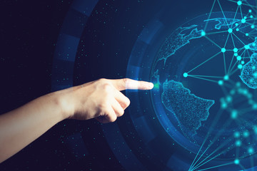 ai robotic, social internet of things, technology abstract futuristic cyber net web connect to...