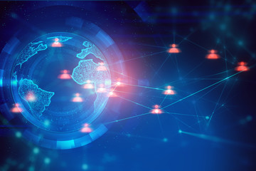 cloud storage security information, data deep learning hologram ai technology robotic, futuristic cyber network system online