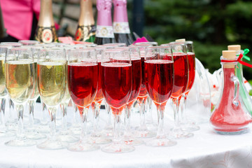 champagne on the buffet table