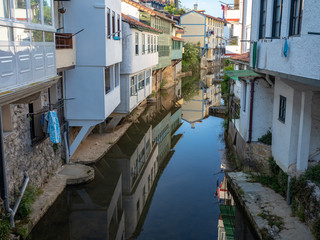 Fototapeta na wymiar River in a fishing village of the Basque country, Ea