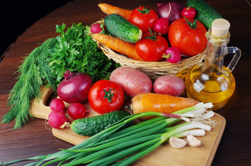 Appetizing vegetables on the table.