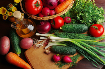 Appetizing vegetables on the table.