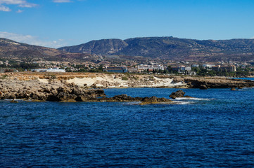 Fototapeta premium Cyprus, Mediterranean, sea, city, pathos, beauty, blue, water, blue, sky, rocky, coast, travel, sea, walk, landscape, impressions, memories
