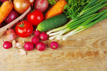 Appetizing vegetables on the table.