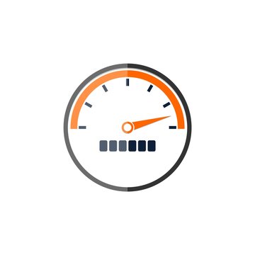 Color speedometer icon, performance measurement symbol 