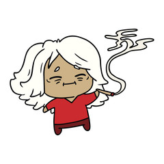 cartoon of cute kawaii old woman