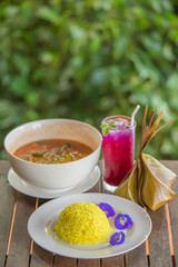 Turmeric Rice and Thai cuisine set.