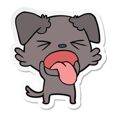 sticker of a cartoon disgusted dog