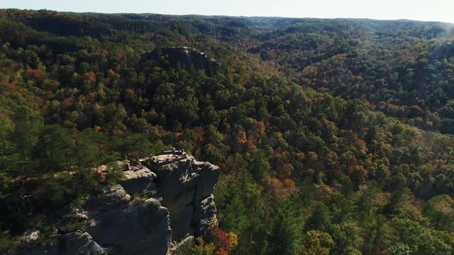 Aerial, Red River Gorge rock formations in Slade, Kentucky
