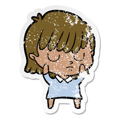distressed sticker of a cartoon woman