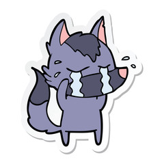 sticker of a cartoon crying wolf