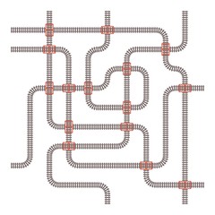 Railroad tracks and stations set. Railway map top view