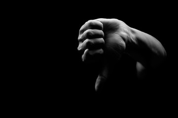 Thumb to bottom on black background