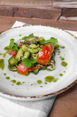 fresh vegetable salad with butter and sauce