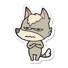sticker of a cartoon annoyed wolf