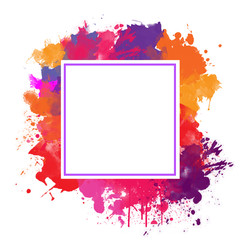 Abstract Paint Splashes and Drips with Square Template for Text. Vibrant Modern Design for Print, Card, Poster, Banner etc.