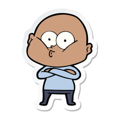 sticker of a cartoon bald man staring