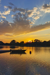 Sunset Panorama of Rowing Venue in city of Plovdiv, Bulgaria