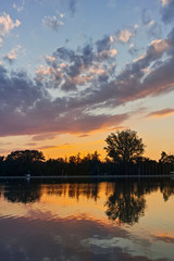 Fototapeta premium Sunset Panorama of Rowing Venue in city of Plovdiv, Bulgaria