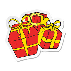 sticker of a cartoon wrapped present