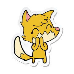 sticker of a happy cartoon fox