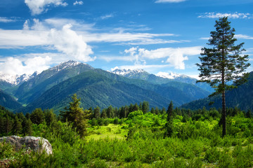 Mountain landscape. Beautiful view on mountains in Georgia, Svaneti region, Ushguli.