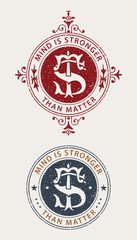 Motivational quote badge, Mind is stronger than matter