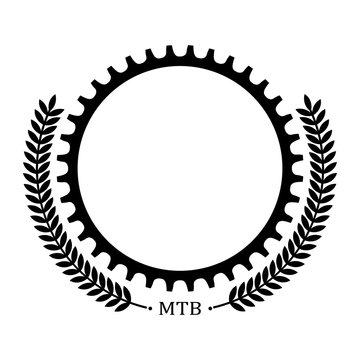 Logo with bicycle chainring and decoration leaves. Place for text. 