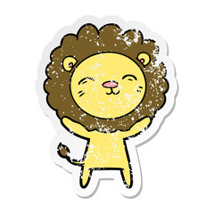 distressed sticker of a cartoon lion