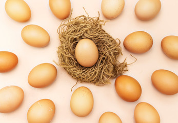 organic egg  isolated on pink background