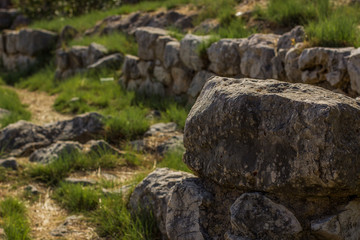 soft focus stone textured surface exterior design landscape garden place with unfocused natural blurred background, copy space